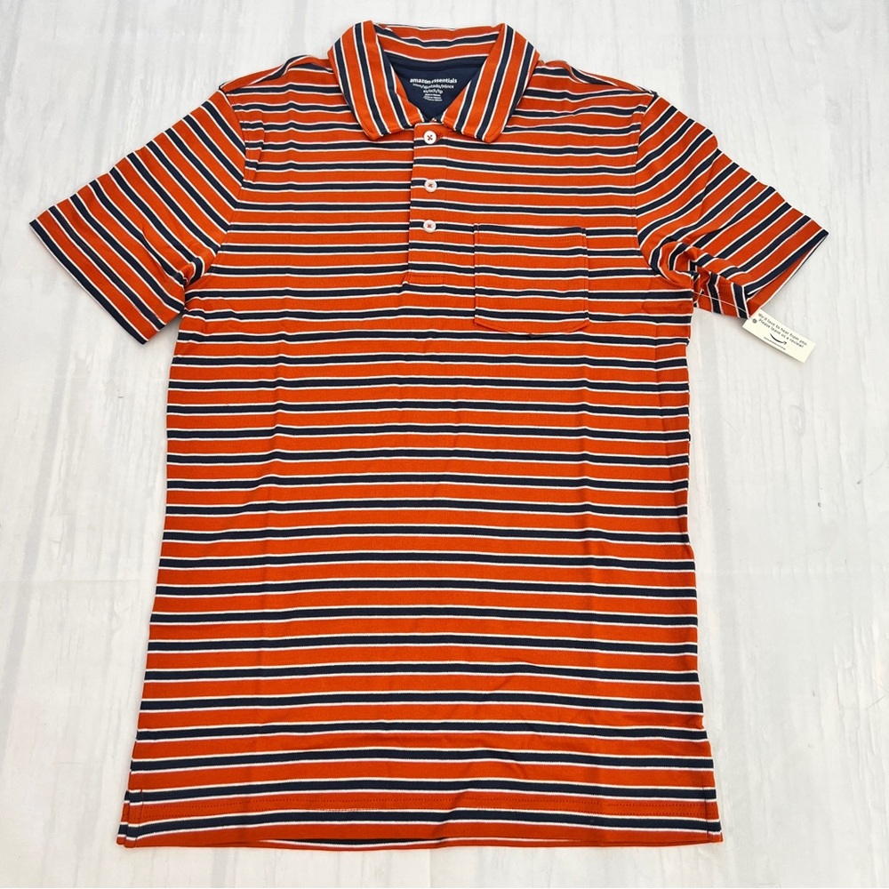Amazon essentials men's Slim fit pocket jersey striped multicolor polo size XS